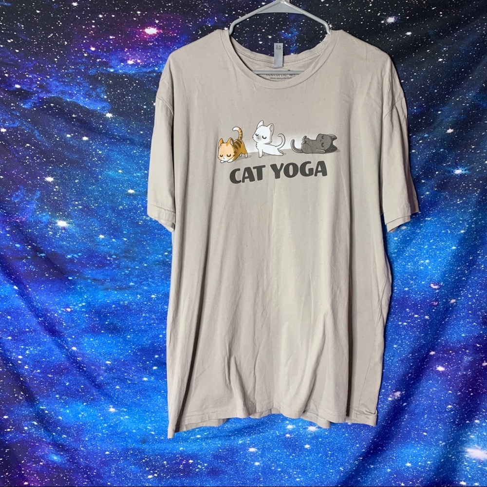 Tee Turtle- Gray Tee “Cat Yoga” size X-Large